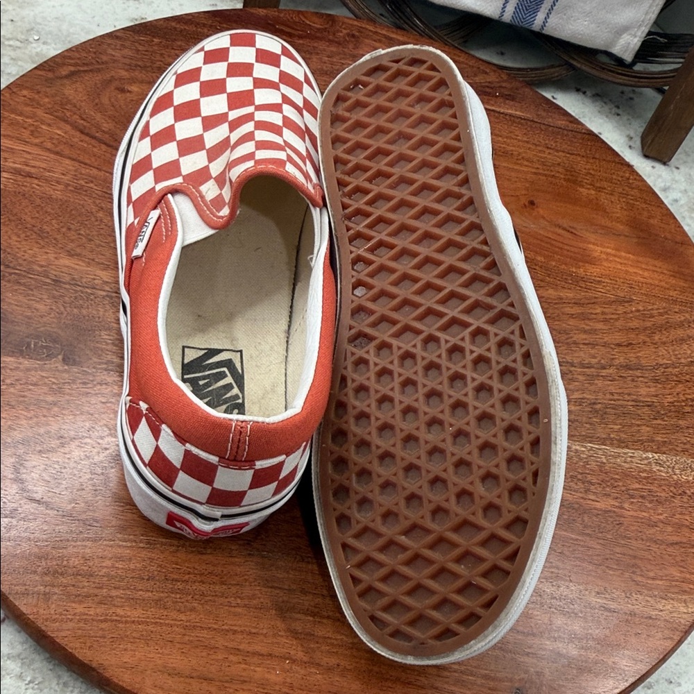 Vans Brown Checkerboard Slip-On Shoes - Picture 5 of 5